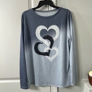 NWOT Gradient Long Sleeve Heart Top